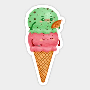 Hot Ice Cream Cone Cute Illustration Sticker